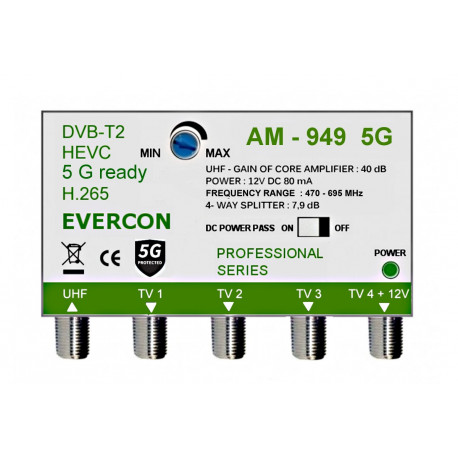HEVC ant zosilňovač pre 4 TV Evercon AM-949